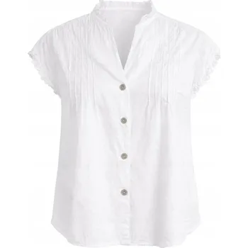 Dámská košile Dámská halenka/košile s krátkým rukávem, italský styl, bílá