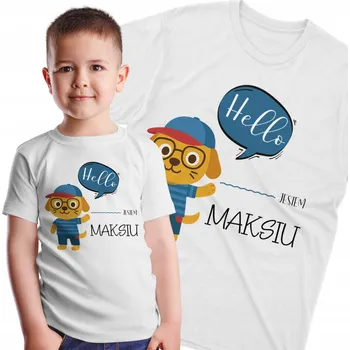 Dětské tričko Kočka Hello s tvým jménem do školy nebo školky, velikost 116