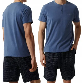 Pánské pyžamo ATLANTIC NMP-386 Pánské pyžamo volného střihu s krátkým rukávem, letní 100% BAVLNA - M