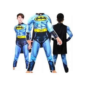 Karnevalový kostým KOSTÝM PRO CHLAPCE PŘEVLEK BATMAN PLÁŠŤ TLUSTÝ SE SVALY vel. 122-128
