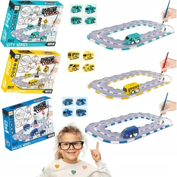 kreativní sada KREATIVNÍ SADA SÁDROVÉ ODLIITKY K VÝMALBĚ - DRÁHY, FORMY, AUTÍČKO, BARVY, ŠTĚTEC, SÁDRA