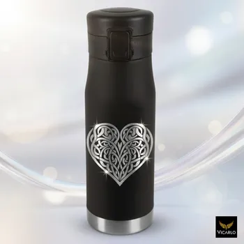 Termohrnek Termohrnek s personalizací, Dárek k narozeninám, stříbrný, SRDCÍ 023