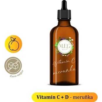 Doplněk stravy M.E.G Tekutý Vitamín C + D - Meruňka se sladidlem