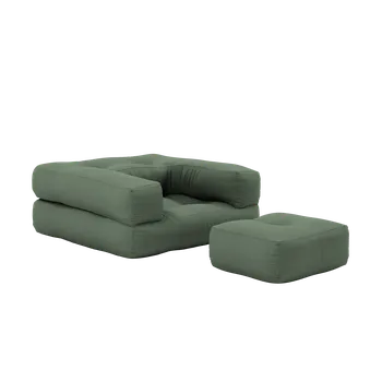 Křeslo KARUP Dětské rozkládací křeslo 3v1 MINI CUBE olivové 815756756060