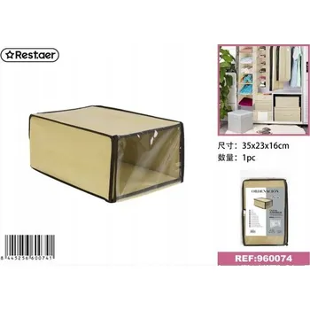 Úložný box Organizér do skříně, béžová netkaná textilie, 35x23x16 cm