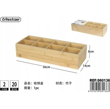 Úložný box Bambusový organizér s 8 přihrádkami pro skladování