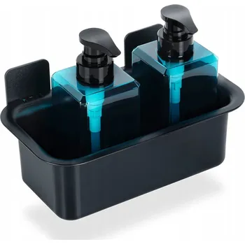 Černá polička do sprchy k nalepení 23,5x13,5x11,5 cm