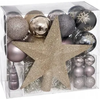 Vánoční dekorace VÁNOČNÍ BAŇKY na vánoční stromeček sada ozdob 44 ks OZDOBY HVĚZDA