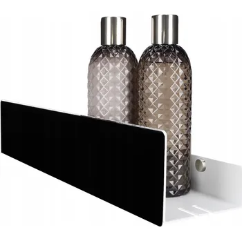 Koupelnový nábytek Skleněná sprchová police pod Zrcadlo ISLA 40 cm Bílo/Černá