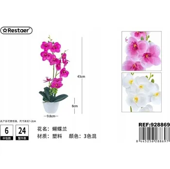 umělá květina Rest.aer - Dekorativní umělá rostlina v květináči (orchidej v orchideji)