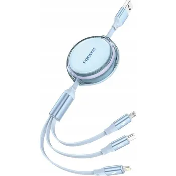 Datový kabel Kabel FONENG USB - USB typ C / microUSB / Lightning 1,1 m modrý
