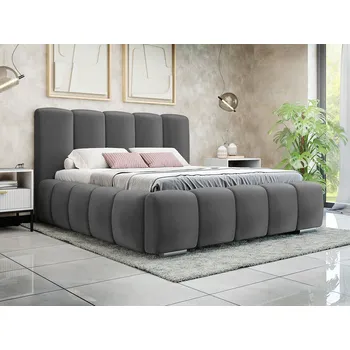 Postel MOB Manželská postel 140 cm Leskana (tmavě šedá) (s roštem) (s úl. prostorem)