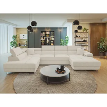 Sedací souprava MOB Rohová sedačka U Terazuro Bis S (krémová) (s úl. prostorem) (L)