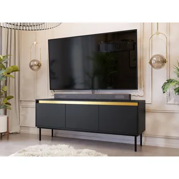 Televizní stolek MOB TV skříňka Gelean 3D (černá + zlatá)