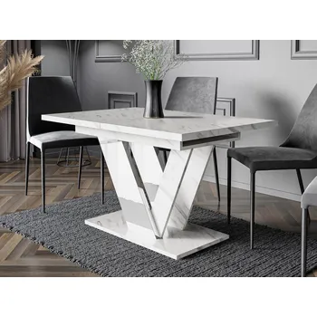 Jídelní stůl MOB Rozkládací jídelní stůl Granger (mramor bílý + lesk bílý) (pro 2-6 osob)