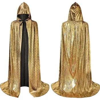 Karnevalový kostým STRÓJ PRZEBRANIE PELERYNA Z KAPTUREM DŁUGA ČARODĚJNICE NA HALLOWEEN 150 cm