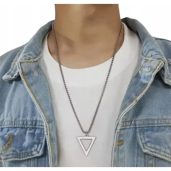 Náhrdelník Stylový stříbrný náhrdelník trojúhelník z oceli