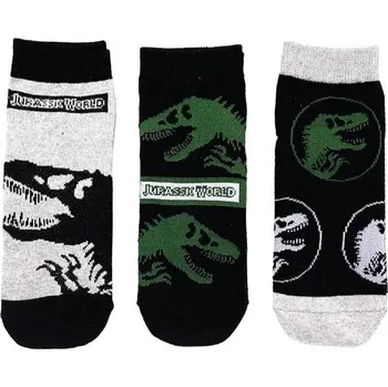 SADA 3 KS PONOŽKY JURSKÝ SVĚT Erv 37593 - 2 černo - šedé Velikost: 27-30