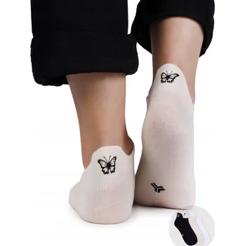 Dámské ponožky Ponožky kotníkové ponožky s výšivkou na patě motýl 3PAK 35-38 YOCLUB