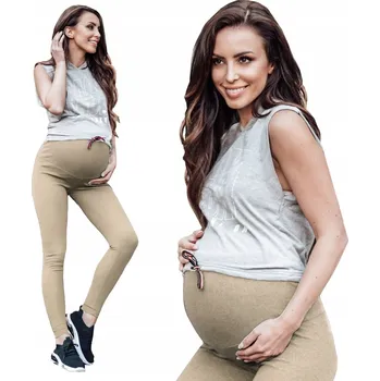 Dámské legíny MITAAMI těhotenské legíny dlouhé bavlna béžové velikost S