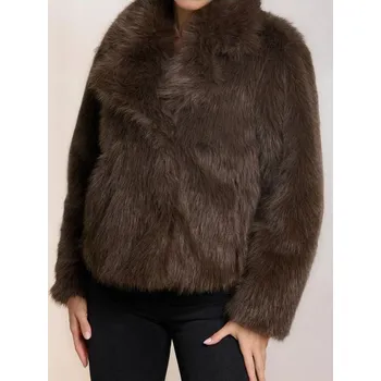 Dámský kabát Sinsay - Kabát z umělé kožešiny - hnědá - 419HH-88X - 419HH-88X-XXL