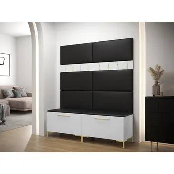 Předsíňová stěna Mirjan_zondo Předsíňová sestava Frisala II (Bílá) (ekokůže Soft 011 (černá))