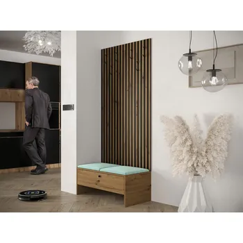 Obývací stěna Mirjan_zondo Předsíň Elara IV (dub artisan + černá + Manila 11)