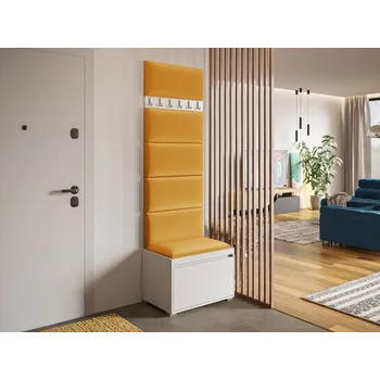 Obklad Mirjan_zondo Nábytek do předsíně Kendora 60 (s 6 ks. čalouněných nástěnných panelů Pazara 60x30) (bílý) (manila 32)