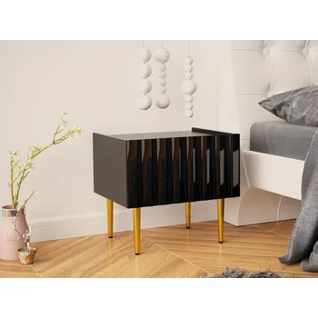 Noční stolek Mirjan_zondo Noční stolek Brie (Černá + Černý lesk)