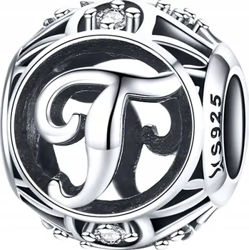 Přívěsek Přívěsek Korálek Charms Písmeno T Stříbro 925