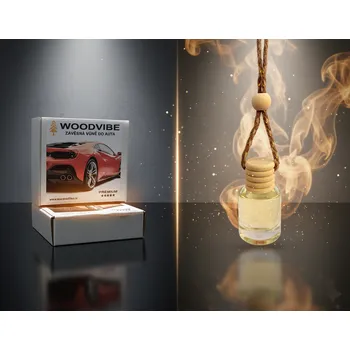 Vůně do auta WoodVibe Premium - dárkové balení vůně ve skle, kulaté 8ml Vůně: Lemon Ice