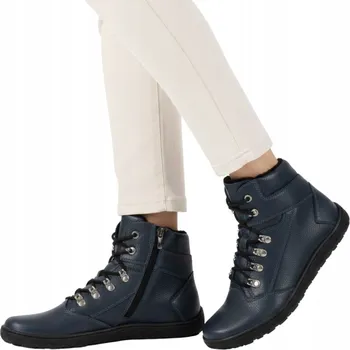 Dámská zimní obuv Dámské barefoot zimní boty kožené Astrid zateplené tmavě modré 40