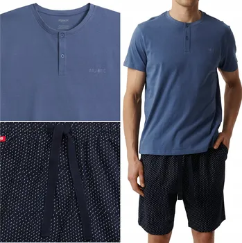 Pánské pyžamo PÁNSKÉ PYŽAMO Atlantic NMP-386 volný krátký komplet 100% BAVLNA - M