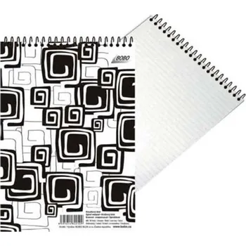 Blok BLACK WHITE s horní plastovou spirálou A4, linka, 50 listů