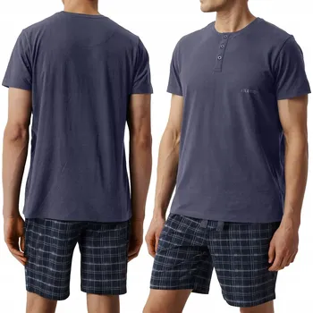 Pánské pyžamo ATLANTIC NMP-380 Pánské pyžamo sada Tričko + kraťasy 100% BAVLNA - M