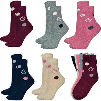 PONOŽKY DĚTSKÉ dívčí zimní s angorou teplé vlněné 5x 25-27