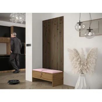 Obývací stěna Mirjan_zondo Předsíň Elara IV (dub artisan + černá + Manila 09)