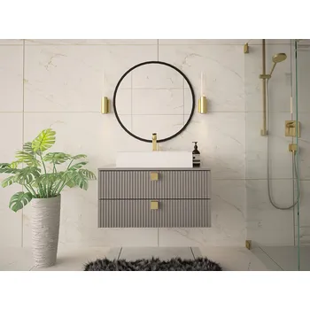 Koupelnový nábytek MOB Skříňka pod umyvadlo Petralonas 01 (šedá + zlatá)