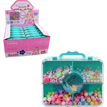 Dětské navlékací korálky Korálky v kufříku, 12 ks v display boxu, 12 x 11 cm