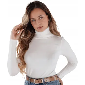 Dámský svetr DStreet Dámské golfové tričko bílé s dlouhým rukávem Vanoria viskóza velikost S/M