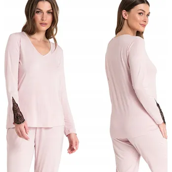 Dámské noční prádlo VÝPRODEJ Módní dámská noční košilka s krajkou OVERSIZE RŮŽOVÁ 36 S