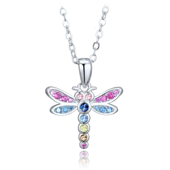 Náhrdelník 4666 MINET Stříbrné dětské náušnice vážka se zirkony