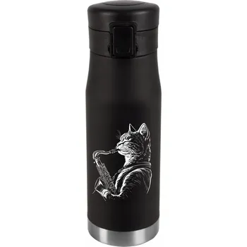 Termohrnek Termohrnek s personalizací, Dárek k narozeninám, stříbrný, KOČKA 061