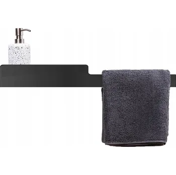 police Koupelnová skleněná nástěnná sprchová police Naomi 60 cm Pravé černé sklo