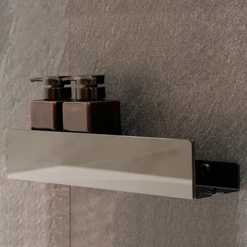 Koupelnový nábytek Skleněná koupelnová polička do sprchy pod Zrcadlo ISLA 60 cm Černá Šedá