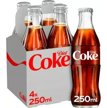 Limonáda Coca-Cola Diet sycená limonáda bez cukru ve skleněné lahvi 250 ml Celé balení 4 ks