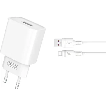 XO nabíječka CE02D QC 3.0 18W s 1x USB výstupem a kabelem USB-A/USB-C bílá