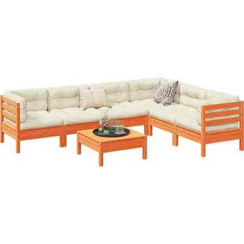 Zahradní lavice zahrada-XL 7dílná zahradní sedací souprava podušky voskově hnědá borovice 3299471