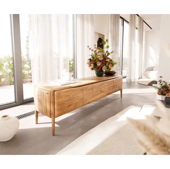 Televizní stolek DELIFE TV stolek Simcha 200 cm akácie přírodní 4 dvířka