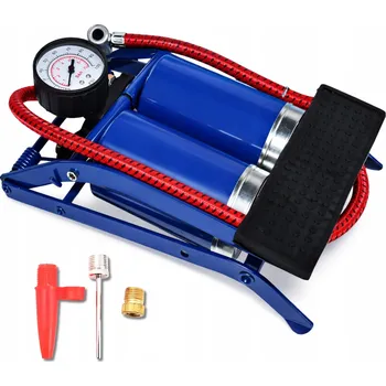 pumpička DVOUPISTOVÁ KOVOVÁ NOŽNÍ PUMPA S MANOMETREM